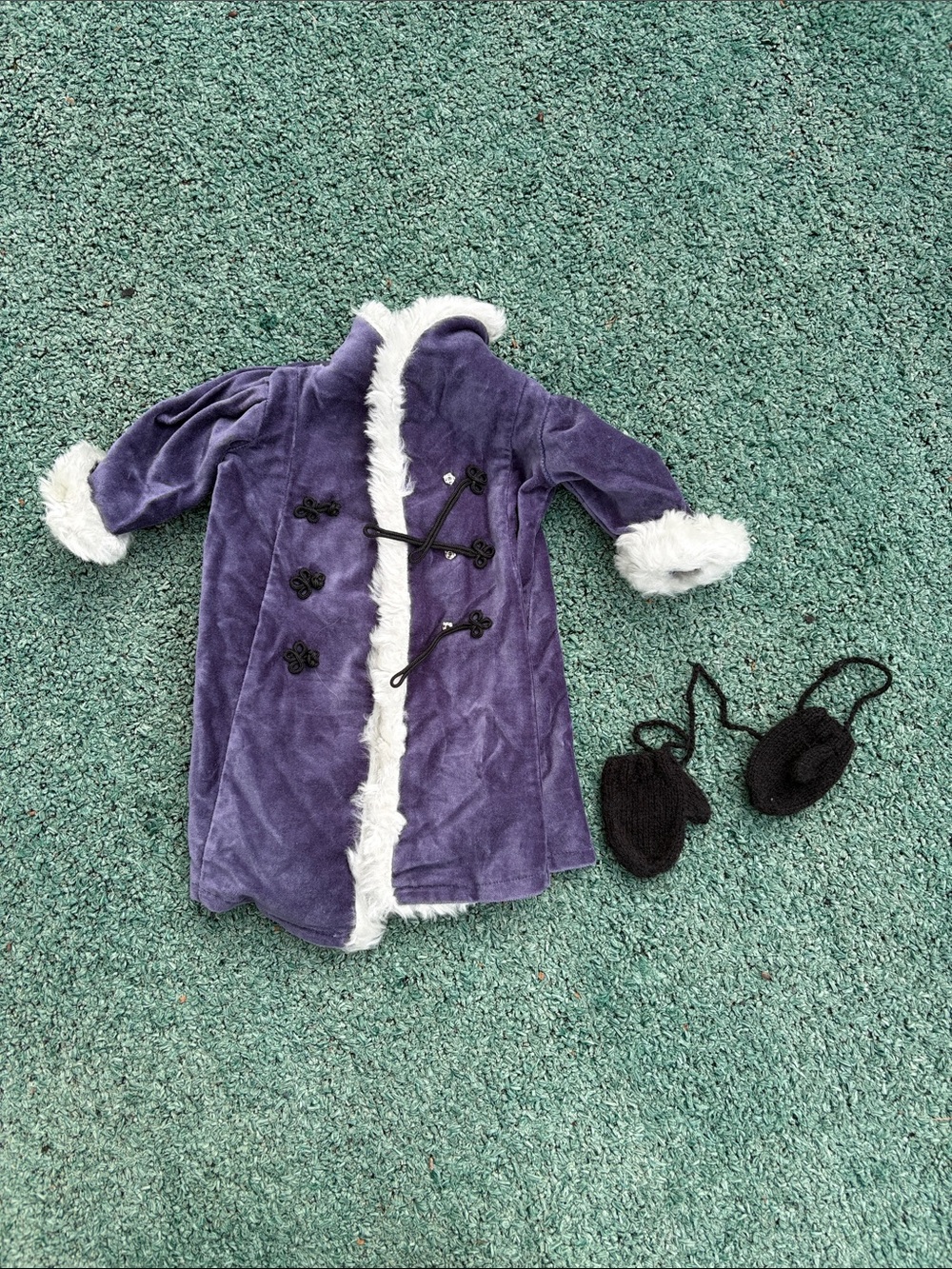 American Girl Samantha Purple Coat and Black Mittens
